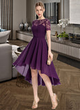 Juliette A-Line Scoop Neck Asymmetrical Chiffon Bridesmaid Dress STIP0013003