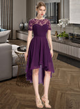 Juliette A-Line Scoop Neck Asymmetrical Chiffon Bridesmaid Dress STIP0013003