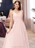 Haylie A-Line Cowl Neck Floor-Length Chiffon Bridesmaid Dress STIP0013005