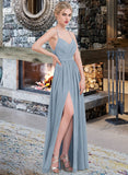 Lyla A-Line Sweetheart Floor-Length Chiffon Bridesmaid Dress With Ruffle Split Front STIP0013008