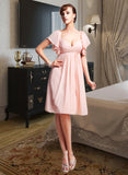 Paloma Empire Sweetheart Knee-Length Chiffon Bridesmaid Dress With Cascading Ruffles STIP0013009