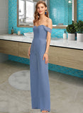 Anika Jumpsuit/Pantsuit Off-the-Shoulder Floor-Length Chiffon Bridesmaid Dress With Pockets STIP0013010