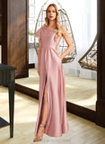 Mildred A-Line One-Shoulder Floor-Length Bridesmaid Dress With Split Front STIP0013013