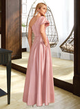 Mildred A-Line One-Shoulder Floor-Length Bridesmaid Dress With Split Front STIP0013013