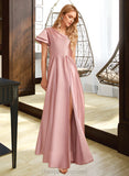 Mildred A-Line One-Shoulder Floor-Length Bridesmaid Dress With Split Front STIP0013013