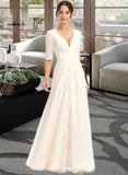 Kenley A-Line V-neck Floor-Length Bridesmaid Dress With Split Front STIP0013015