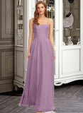 Joanne A-Line Scoop Neck Floor-Length Chiffon Bridesmaid Dress With Pockets STIP0013017