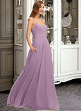 Joanne A-Line Scoop Neck Floor-Length Chiffon Bridesmaid Dress With Pockets STIP0013017