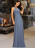 Sage A-Line Scoop Neck Floor-Length Chiffon Bridesmaid Dress STIP0013018