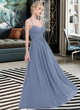 Jaslene A-line Sweetheart Floor-Length Chiffon Bridesmaid Dress With Ruffle STIP0013020