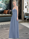 Jaslene A-line Sweetheart Floor-Length Chiffon Bridesmaid Dress With Ruffle STIP0013020