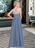 Jaslene A-line Sweetheart Floor-Length Chiffon Bridesmaid Dress With Ruffle STIP0013020