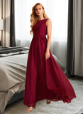 Makaila A-Line High Neck Floor-Length Bridesmaid Dress With Bow(s) STIP0013022