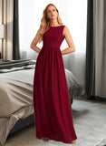 Makaila A-Line High Neck Floor-Length Bridesmaid Dress With Bow(s) STIP0013022