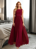 Makaila A-Line High Neck Floor-Length Bridesmaid Dress With Bow(s) STIP0013022