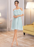 Shania A-Line V-neck Short/Mini Bridesmaid Dress With Cascading Ruffles STIP0013023