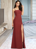 Deanna Sheath/Column Square Neckline Floor-Length Bridesmaid Dress With Split Front STIP0013026