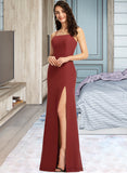 Deanna Sheath/Column Square Neckline Floor-Length Bridesmaid Dress With Split Front STIP0013026