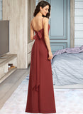 Deanna Sheath/Column Square Neckline Floor-Length Bridesmaid Dress With Split Front STIP0013026