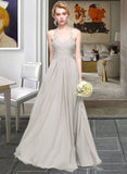 Marcie A-Line Sweetheart Floor-Length Chiffon Bridesmaid Dress With Ruffle STIP0013034