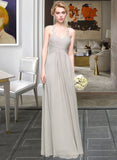 Marcie A-Line Sweetheart Floor-Length Chiffon Bridesmaid Dress With Ruffle STIP0013034