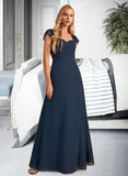 Maisie A-Line V-neck Floor-Length Bridesmaid Dress With Lace Split Front STIP0013035