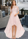 Anabel A-Line High Neck Asymmetrical Chiffon Bridesmaid Dress STIP0013037