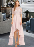 Anabel A-Line High Neck Asymmetrical Chiffon Bridesmaid Dress STIP0013037