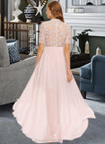 Anabel A-Line High Neck Asymmetrical Chiffon Bridesmaid Dress STIP0013037