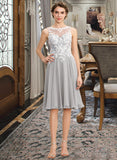 Brooke A-Line Scoop Neck Knee-Length Chiffon Lace Bridesmaid Dress STIP0013038