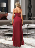 Pam A-Line V-neck Asymmetrical Bridesmaid Dress With Split Front STIP0013041