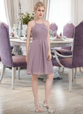 Polly A-Line Scoop Neck Knee-Length Chiffon Bridesmaid Dress With Ruffle STIP0013046