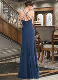 Caitlyn A-Line Halter Floor-Length Bridesmaid Dress With Ruffle Split Front STIP0013048