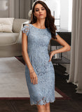 Rebecca Sheath/Column Scoop Neck Knee-Length Lace Bridesmaid Dress STIP0013049