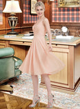 Maya A-line V-Neck Knee-Length Chiffon Bridesmaid Dress With Ruffle STIP0013053