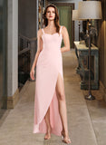 Lucinda Sheath/Column V-neck Floor-Length Bridesmaid Dress With Split Front STIP0013055