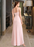 Lucinda Sheath/Column V-neck Floor-Length Bridesmaid Dress With Split Front STIP0013055