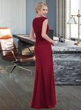 Kaylynn Sheath/Column Scoop Neck Floor-Length Chiffon Lace Bridesmaid Dress With Cascading Ruffles STIP0013057