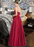 Ashly A-Line Square Neckline Floor-Length Satin Bridesmaid Dress STIP0013060