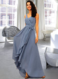 Chana A-LineV-neckAsymmetricalChiffonBridesmaidDressWithRuffleBow(s)#251387 STIP0013061