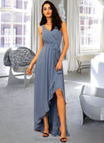 Chana A-LineV-neckAsymmetricalChiffonBridesmaidDressWithRuffleBow(s)#251387 STIP0013061