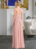 India A-Line Sweetheart Floor-Length Chiffon Lace Bridesmaid Dress With Split Front STIP0013068