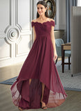 Ellen A-Line Off-the-Shoulder Asymmetrical Bridesmaid Dress With Lace STIP0013070