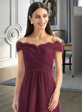 Ellen A-Line Off-the-Shoulder Asymmetrical Bridesmaid Dress With Lace STIP0013070