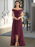 Ellen A-Line Off-the-Shoulder Asymmetrical Bridesmaid Dress With Lace STIP0013070