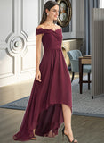 Ellen A-Line Off-the-Shoulder Asymmetrical Bridesmaid Dress With Lace STIP0013070