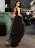 Kiana Ball-Gown/Princess V-neck Asymmetrical Tulle Bridesmaid Dress With Beading STIP0013077