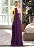 Amelie A-line One Shoulder Floor-Length Chiffon Bridesmaid Dress With Ruffle STIP0013078