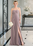 Geraldine A-Line Sweetheart Floor-Length Chiffon Bridesmaid Dress With Ruffle Split Front STIP0013079