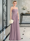 Geraldine A-Line Sweetheart Floor-Length Chiffon Bridesmaid Dress With Ruffle Split Front STIP0013079